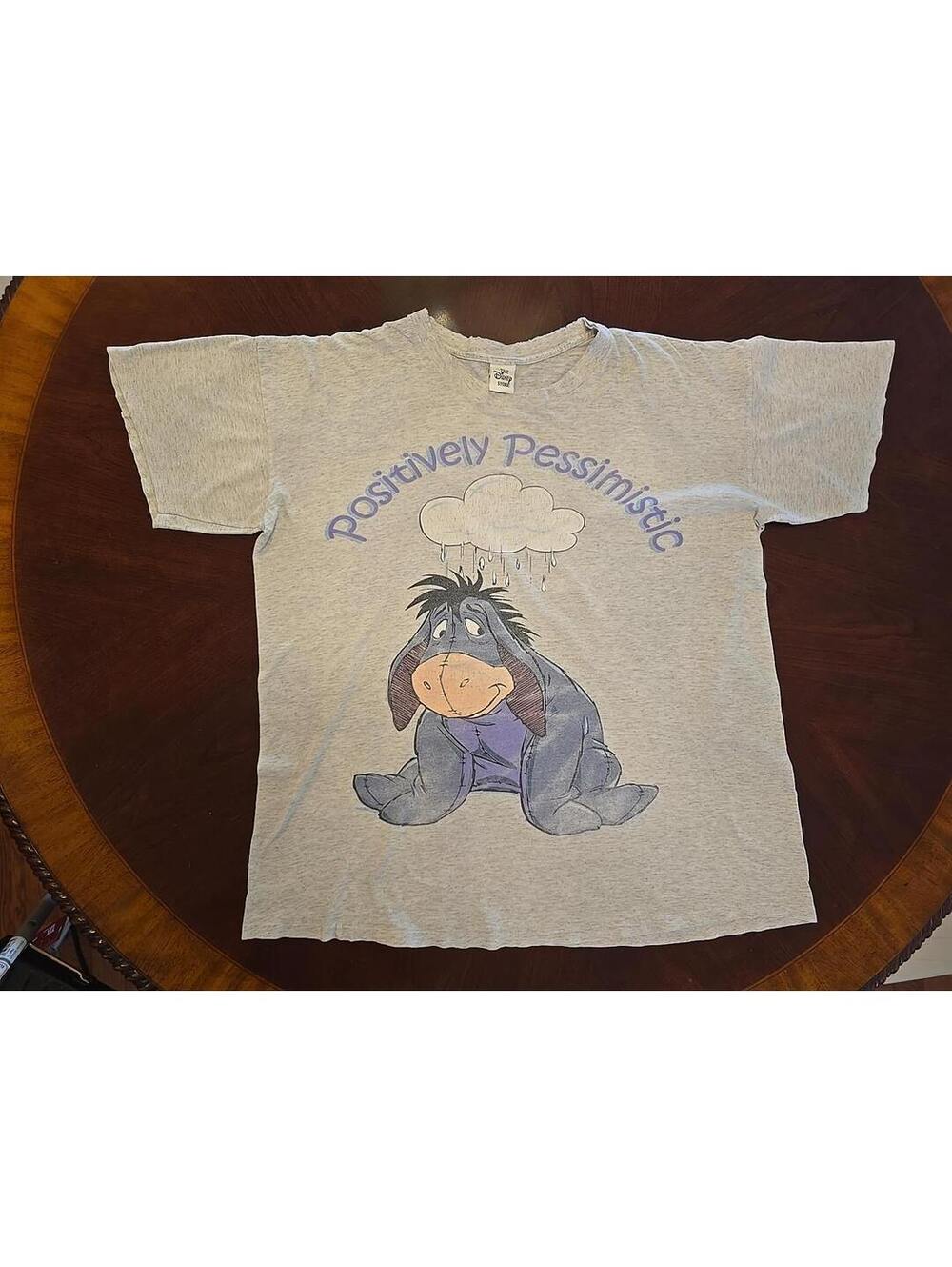Vintage Disney Store Eeyore Positively Pessimistic Oversized T-Shirt Gray